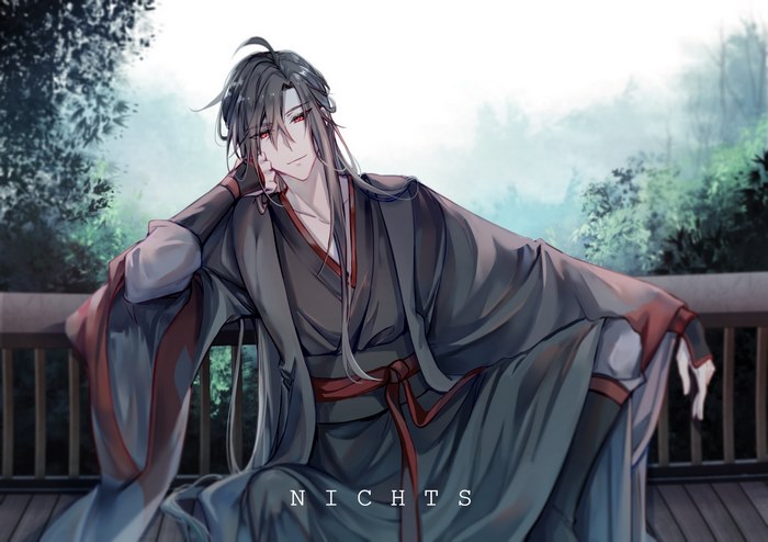 Wei Wuxian relaxing on a balcony