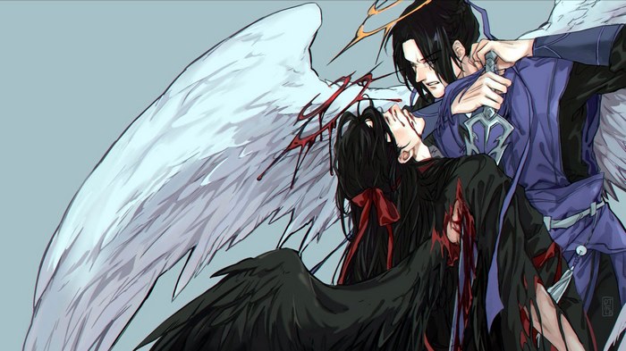 Wei Wuxian and Jiang Cheng from Mo Dao Zu Shi in battle