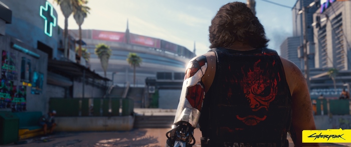 V from Cyberpunk 2077 in Night City