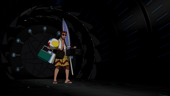 Wally West from Young Justice with beach items
