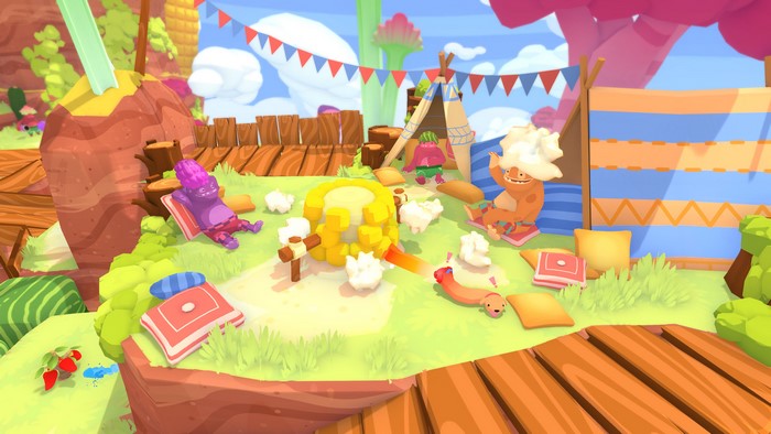 Phogs! characters at a campsite
