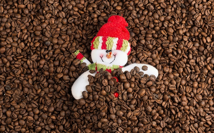 Snowman in Coffee Beans