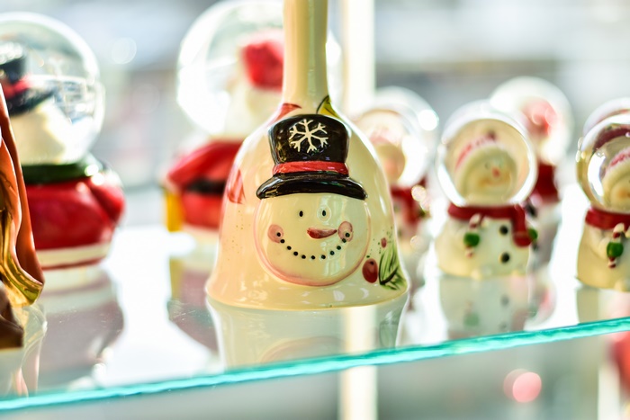 Christmas Bell with Snowman and Snow Globes