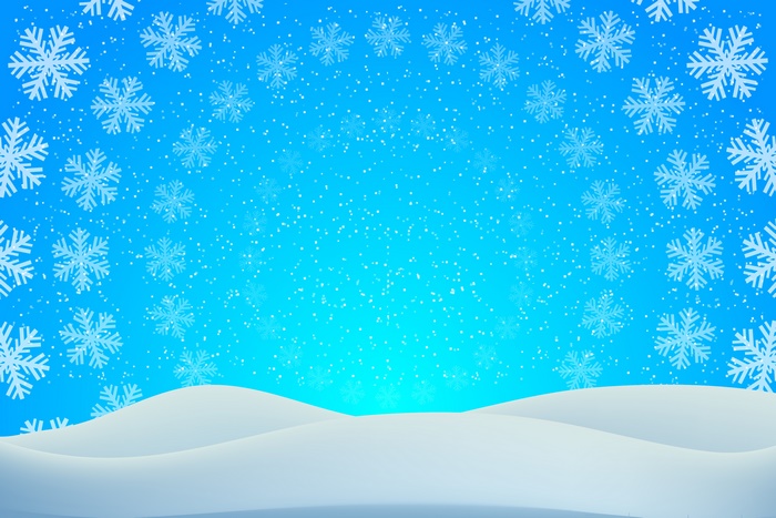 Snowflakes falling on snowy hills
