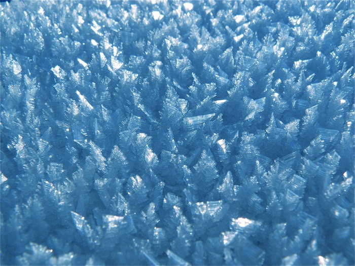Close-up of ice crystals and frost texture