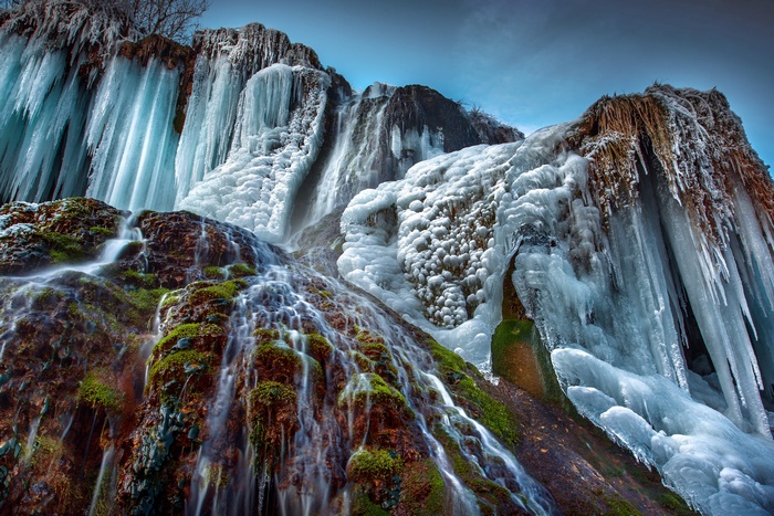Frozen Waterfall in Winter