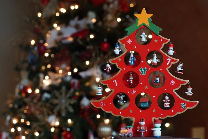 Christmas tree with ornaments and lights