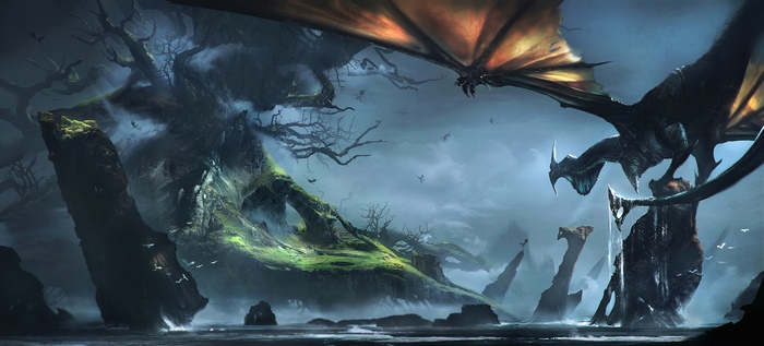 Fantasy Dragons in a Misty Landscape 4K