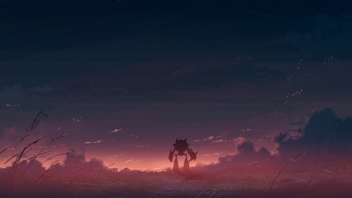 Sci-Fi Robot Silhouette at Sunset