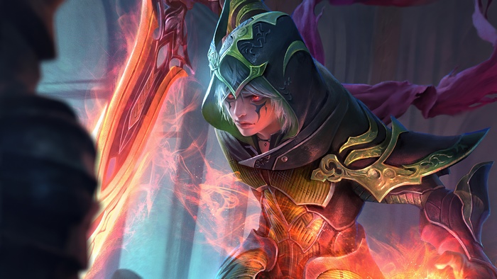Fantasy Warrior with Fiery Sword