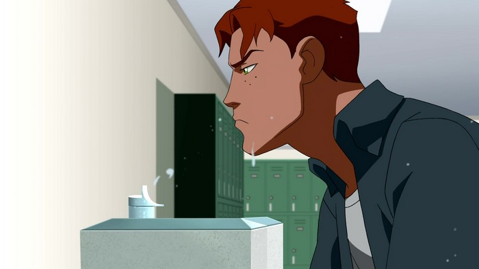 Wally West from Young Justice at a water fountain