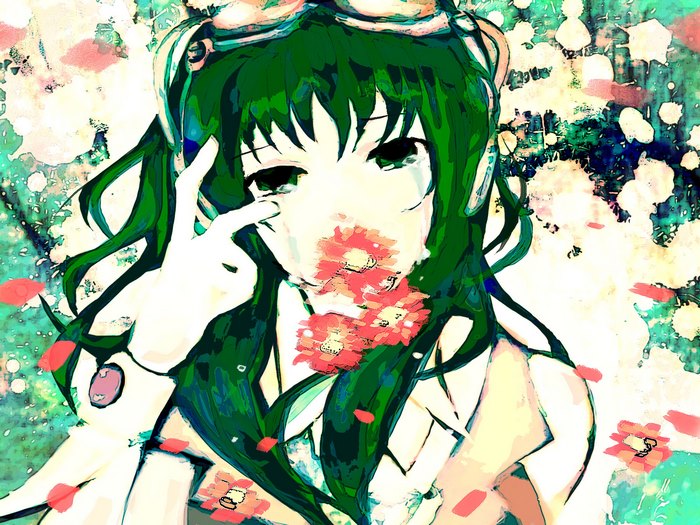 GUMI from Vocaloid with flowers
