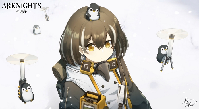 Magallan from Arknights with penguins