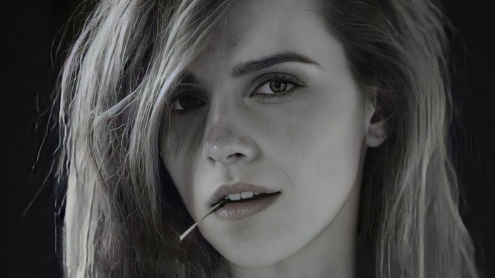 Emma Watson portrait with matchstick