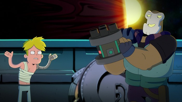 Gary Goodspeed and a creature from Final Space