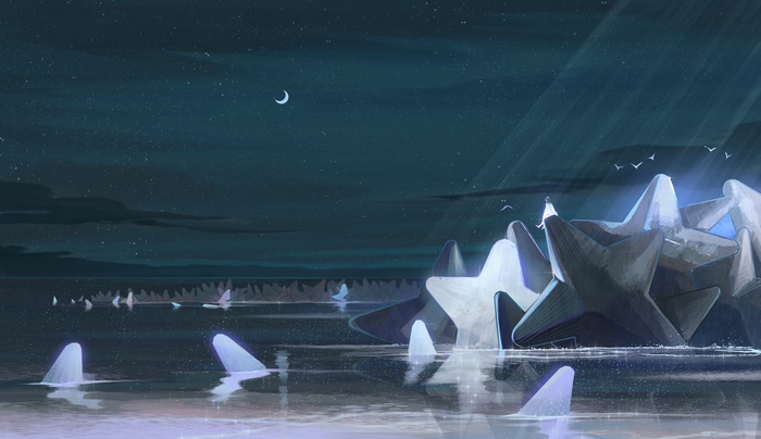 Star-shaped islands in a starry night ocean