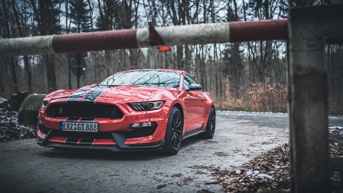 Red Ford Mustang Shelby GT350 4K