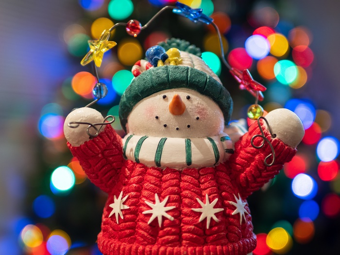 Christmas snowman figurine with lights