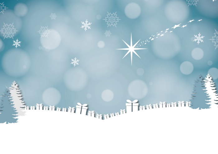 Christmas Star and Gifts in Snow