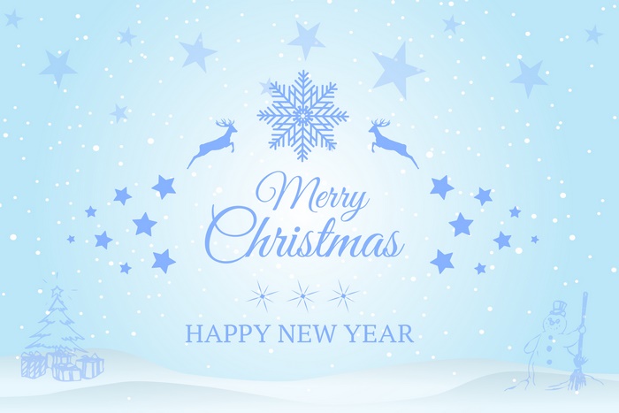 Merry Christmas Happy New Year Deer Snowflake Snowman