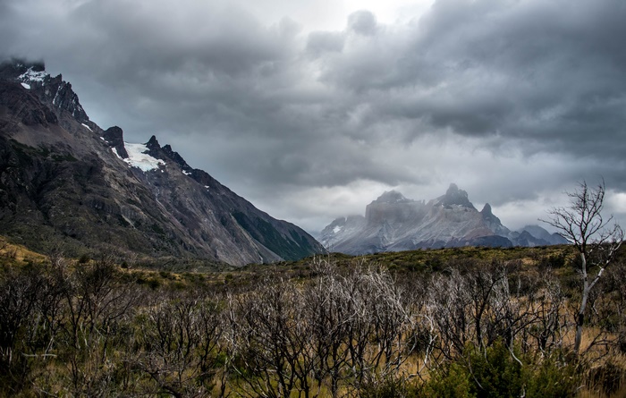 Mountain landscape with dramatic clouds