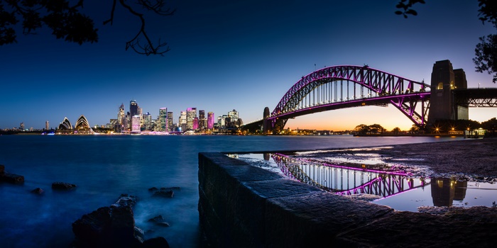 Sydney Harbour Bridge and Skyline at Night 4K