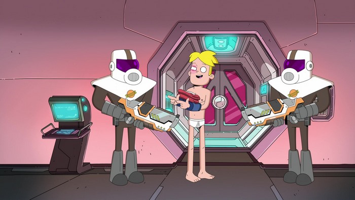 Gary Goodspeed from Final Space in underwear with guards