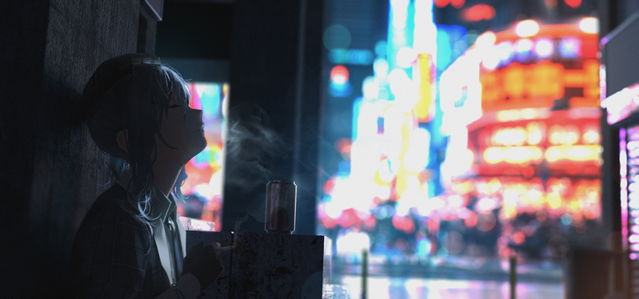 Suisei Hoshimachi in Night Cityscape