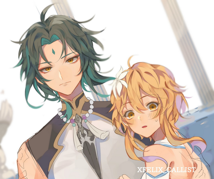 Xiao and Lumine from Genshin Impact