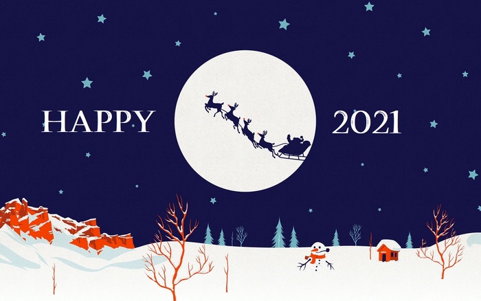 Happy New Year 2021 Santa Sleigh