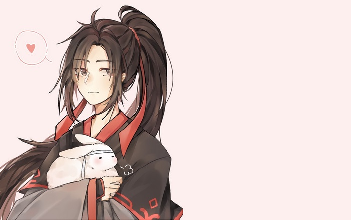 Wei Wuxian from Mo Dao Zu Shi holding a rabbit