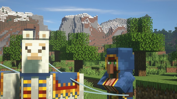 Wandering Trader with Llama in Minecraft