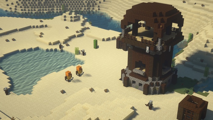 Pillager Outpost in a Minecraft Desert Biome