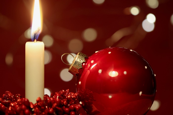 Christmas Ornaments and Candle 4K