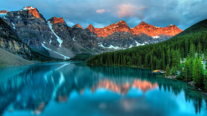 Moraine Lake with Mountains and Forest in Canada 4K