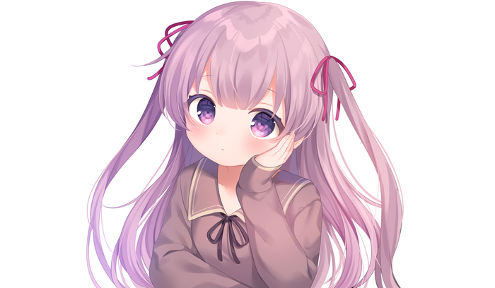 Anime girl with purple hair and eyes