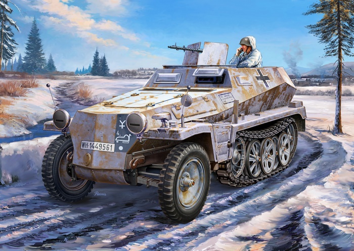 German Armored Personnel Carrier in Winter Landscape