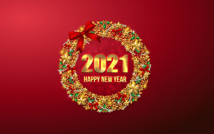 Happy New Year 2021 Festive Wreath