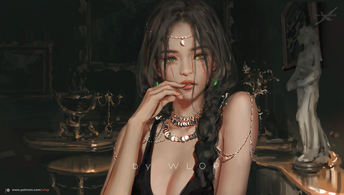 Woman with jewelry and braid