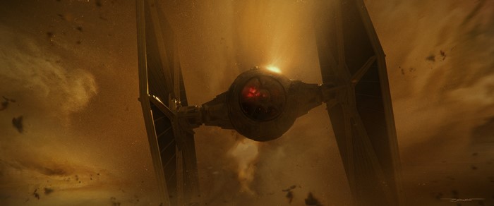 TIE Fighter in a dusty environment