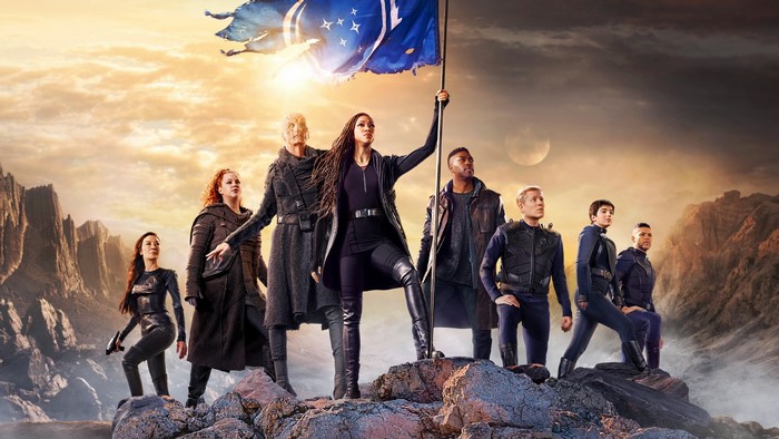 Star Trek: Discovery cast on rocky terrain