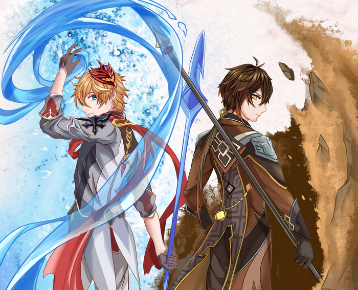 Zhongli and Tartaglia from Genshin Impact
