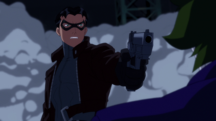 Red Hood from Batman: Death In The Family holding a gun