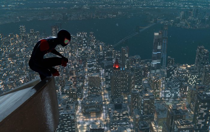 Spider-Man Miles Morales in New York City at Night