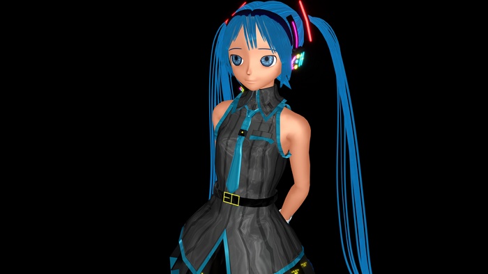 Hatsune Miku with Blue Hair and Blue Eyes
