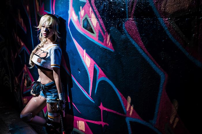 Cosplayer dressed as a character from HeroWarz