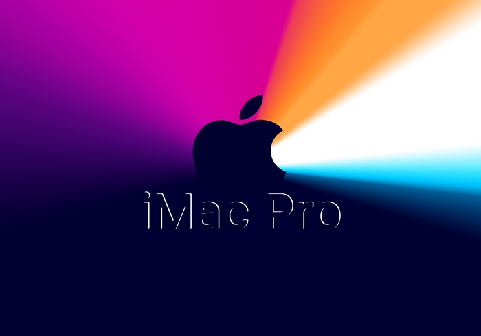 iMac Pro Apple logo with colorful light beams