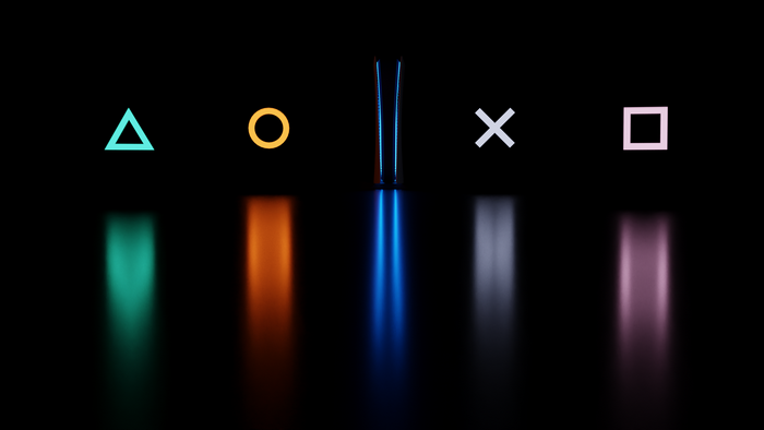 PlayStation 5 Neon Symbols Reflections 4K