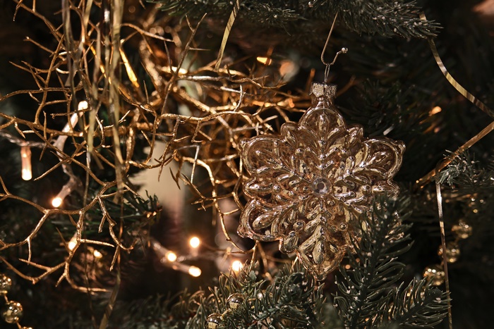 Christmas Snowflake Ornament on Tree