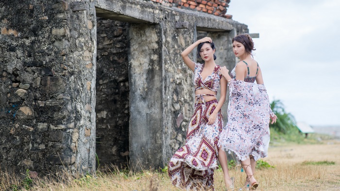 Elegant Asian Models in Scenic Outdoor Setting